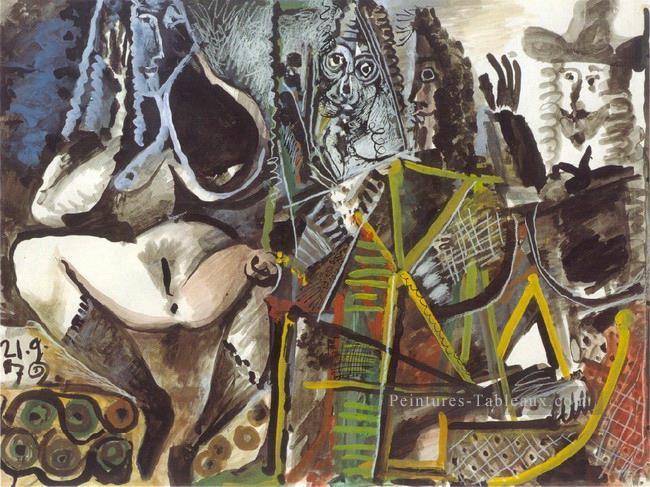 Trois mousquetaires et Nus dans un intBrieur 1972 cubiste Pablo Picasso Peintures à l'huile